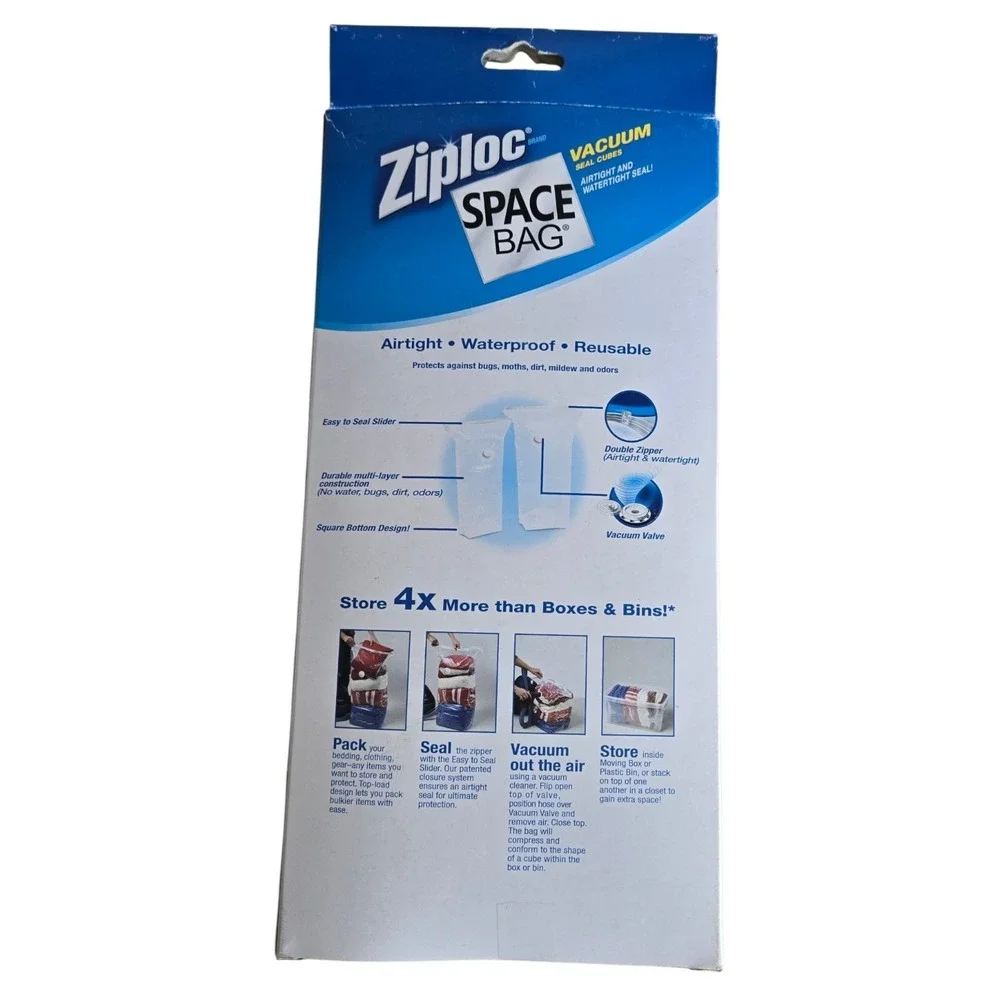 Ziploc Space Bag , 2‎ Piece Cube Combo Vac Bags (1 Large and 1 Extra Large)